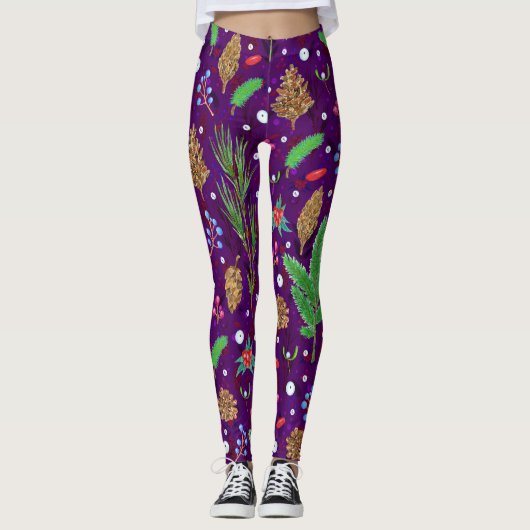Weihnachtskiefern: Festlich nahtlos Leggings (Vorderseite)