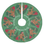 Weihnachtskiefern fröhliches Squatchmas Sankt Polyester Weihnachtsbaumdecke (Vorderseite)