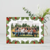 Weihnachtskiefern Grünes Foto Traditionelles Feiertagskarte (Stehend Vorderseite)