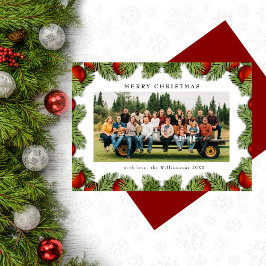 Weihnachtskiefern Grünes Foto Traditionelles Feiertagskarte