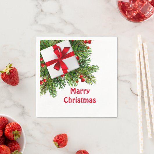 Weihnachtskiefern mit Weißbuch Serviette (Beispiel)