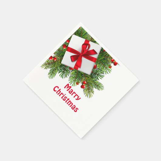 Weihnachtskiefern mit Weißbuch Serviette (Ecke)