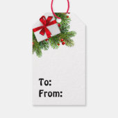 Weihnachtskiefern mit weißem, heute rotem Band Geschenkanhänger (Rückseite)