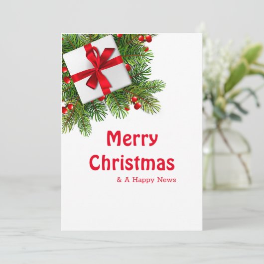 Weihnachtskiefern mit weißem Prädikat Rot Einladung (Stehend Vorderseite)