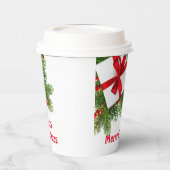 Weihnachtskiefern mit weißem Prädikat Rot Pappbecher (Links)