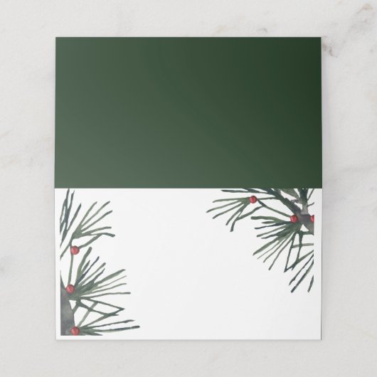 Weihnachtskiefern Party Platzkarte (Außenseite Aufgefaltet)