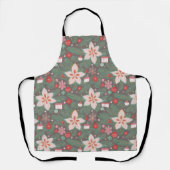 Weihnachtskiefern-Poinsettienmuster Schürze (Vorderseite)