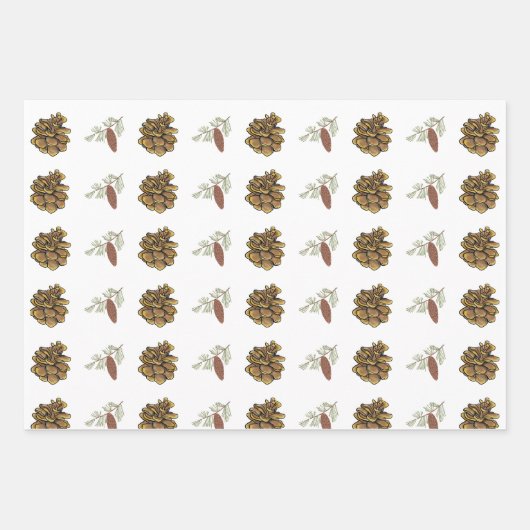 Weihnachtskiefern und Ästen Grüne Muster Geschenkpapier Set (Vorderseite)