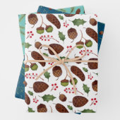 Weihnachtskiefern und -zweige Wasserfarbe Geschenkpapier Set (Beispiel)