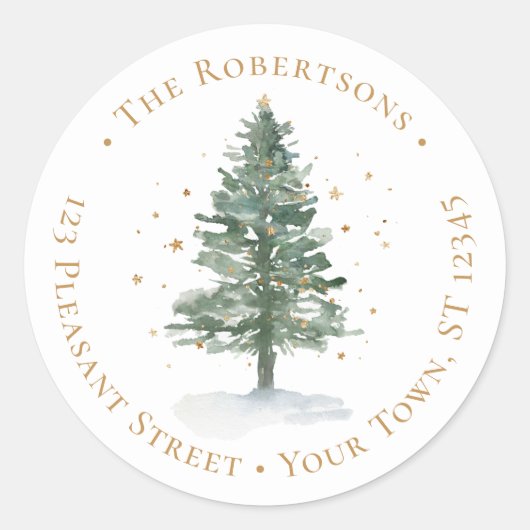 Weihnachtskiefernbaum Rücksendeadresse Runder Aufkleber (Vorderseite)