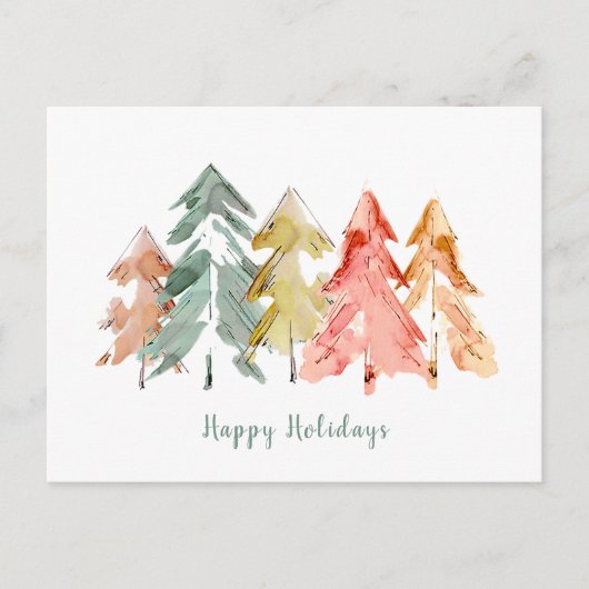 Weihnachtskiefernbäume Abstrakt weiche Wasserfarbe Postkarte (Vorderseite)