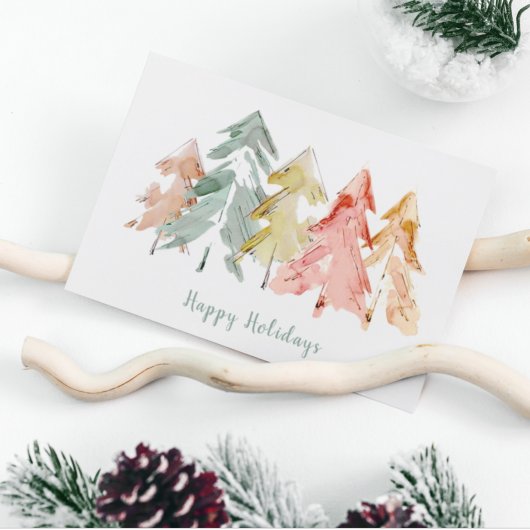 Weihnachtskiefernbäume Abstrakt weiche Wasserfarbe Postkarte