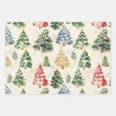 Weihnachtskiefernbäume farbiges Wrapping Paper She Geschenkpapier Set (Vorderseite)