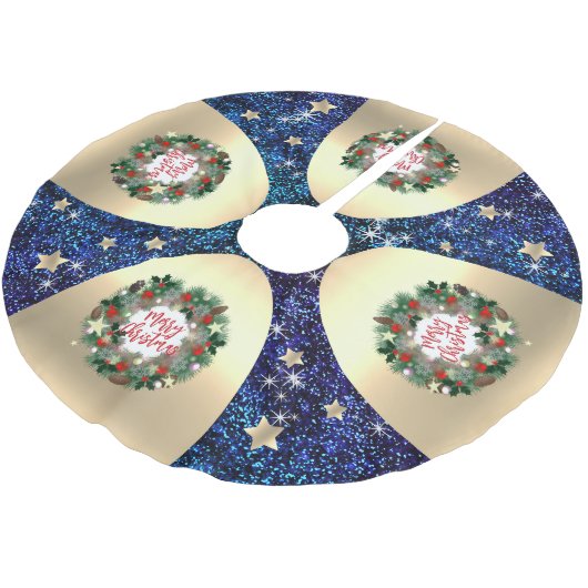 Weihnachtskiefernkegel, Sterne, rote Baubles Polyester Weihnachtsbaumdecke (Schrägansicht)