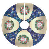 Weihnachtskiefernkegel, Sterne, rote Baubles Polyester Weihnachtsbaumdecke (Vorderseite)