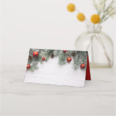 Weihnachtskiefernkonen und -dekorationen | Urlaub Platzkarte (Rückseite)