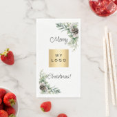 Weihnachtskiefernkons weißes Firmenlogo Serviette (Beispiel)