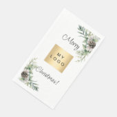 Weihnachtskiefernkons weißes Firmenlogo Serviette (Ecke)