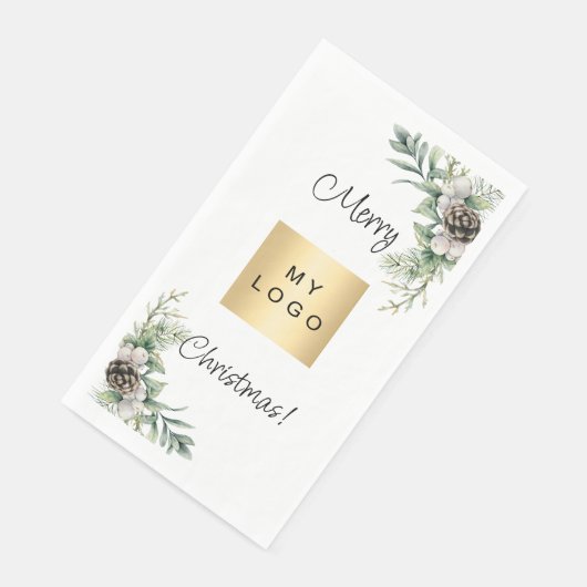 Weihnachtskiefernkons weißes Firmenlogo Serviette (Ecke)