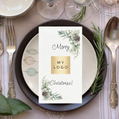 Weihnachtskiefernkons weißes Firmenlogo Serviette