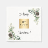 Weihnachtskiefernkons weißes Firmenlogo Serviette (Vorderseite)