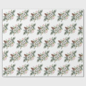 Weihnachtskiefernzapfen Zweige Blumen Stechpalme B Geschenkpapier (Flach)
