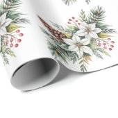 Weihnachtskiefernzapfen Zweige Blumen Stechpalme B Geschenkpapier (Rolleneckpunkt)