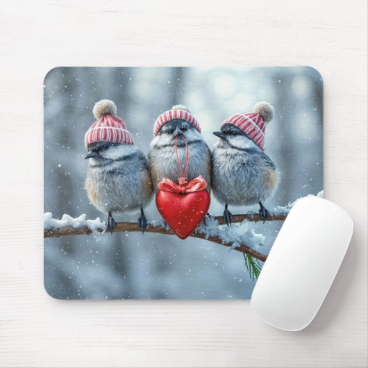Weihnachtskikaden mit rotem Herzen Mousepad (Mit Mouse)