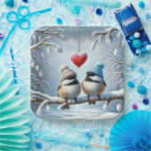 Weihnachtskikaden mit rotem Herzen Pappteller (Party)