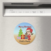 Weihnachtskind Girl Round Magnet (In Situ (Geschirrspüler))