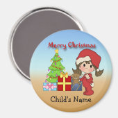 Weihnachtskind Girl Round Magnet (Vorderseite/Rückseite)
