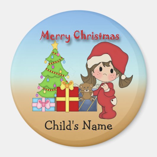 Weihnachtskind Girl Round Magnet (Vorne)