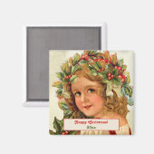 Weihnachtskind Holly Verlasse in ihrem Haar Magnet (Vorderseite/Rückseite)