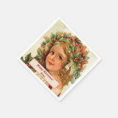 Weihnachtskind Holly Verlasse in ihrem Haar Serviette (Ecke)