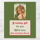 Weihnachtskind Holly Verlasse in ihrem Haar Weinetikett (Einzelnes Label)