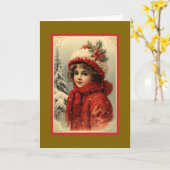 Weihnachtskind im viktorianischen Stil Karte (Gelbe Blume)
