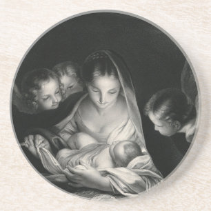 Weihnachtskind Jesus Jungfrau Maria Engel Schwarz Untersetzer
