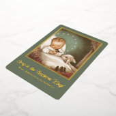 Weihnachtskind Jesus mit Lamm Folien Feiertagskarte (Gedreht)