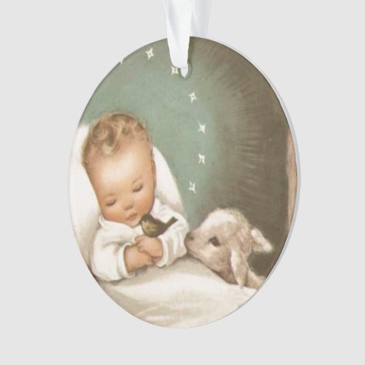 Weihnachtskind Jesus mit Lamm Ornament (Vorderseite)