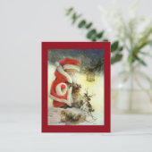 Weihnachtskind mit Hund Feiertagspostkarte (Stehend Vorderseite)