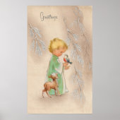 Weihnachtskind und Hirschposter Poster (Vorne)