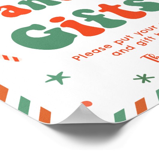 Weihnachtskinddusche Bücher und Geschenke Poster (Ecke)