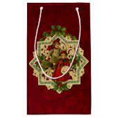 Weihnachtskinder auf Red Damask Kleine Geschenktüte (Rückseite)