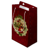 Weihnachtskinder auf Red Damask Kleine Geschenktüte (Vorderseite Schrägansicht)