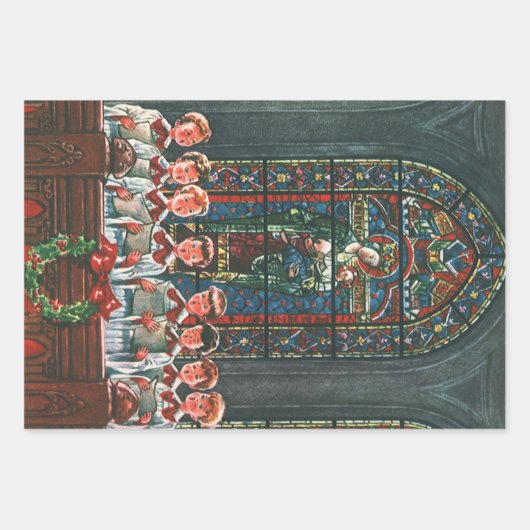 Weihnachtskinder aus dem 19. Jahrhundert Gesang in Geschenkpapier Set (Vorderseite 2)