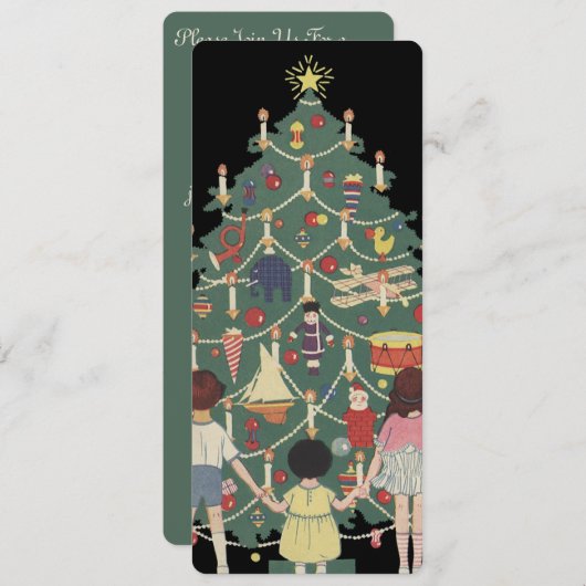 Weihnachtskinder aus dem 19. Jahrhundert rund um e Einladung (Vorne/Hinten)