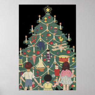 Weihnachtskinder aus dem 19. Jahrhundert rund um e Poster