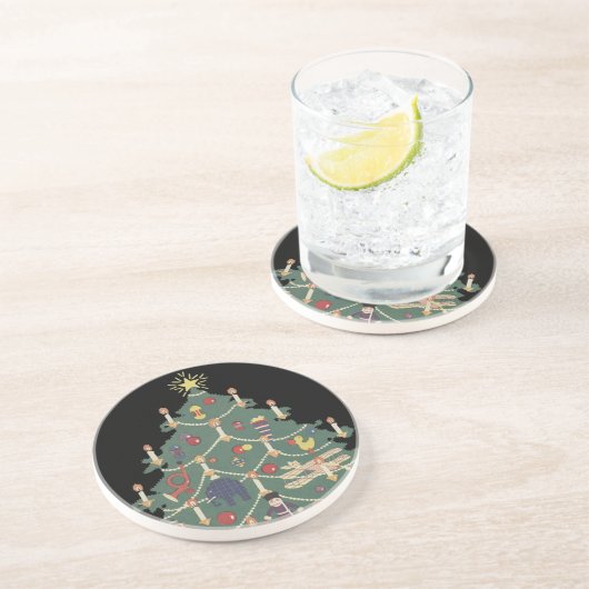 Weihnachtskinder aus dem 19. Jahrhundert rund um e Sandstein Untersetzer (Seite)