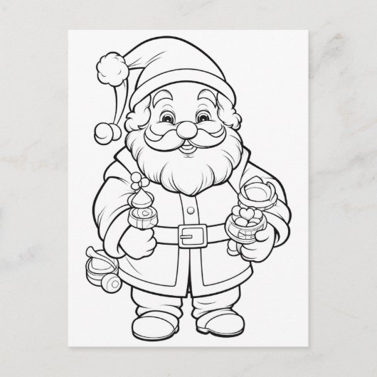 Weihnachtskinder färben Santa Postkarte (Vorderseite)