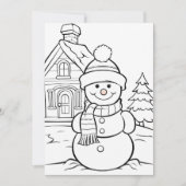 Weihnachtskinder färben Schneemann Feiertagskarte (Vorderseite)